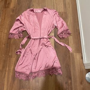 Pink silk robe